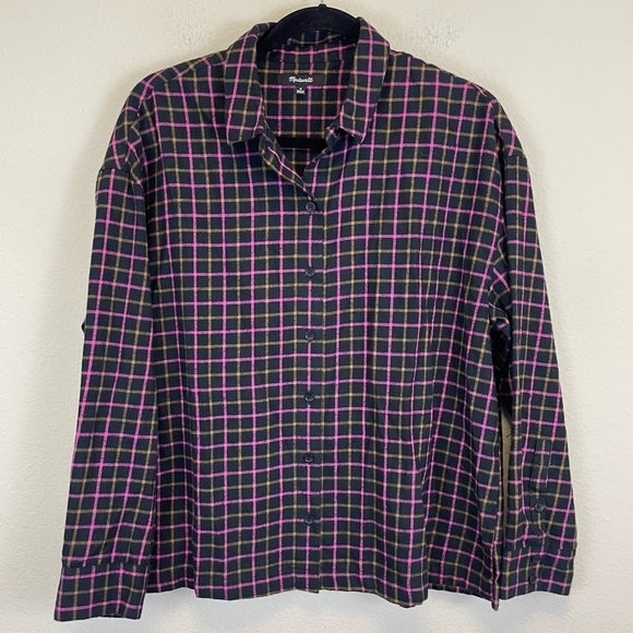 Madewell Grunge Plaid Flannel Long Sleeves Button Up Shirt Size M Cabincore - Picture 3 of 10